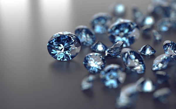 Blue diamonds placed on black background