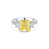 Platinum 18kt Gold 3.03ct Fancy Light Yellow Cushion-Cut Diamond Ring, GIA Certified