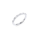 18kt White Gold Baguette and Round Diamond Band