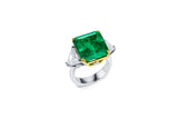 Platinum & 18K Yellow Gold Colombian Emerald & Diamond Ring