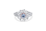 Platinum & 18K Rose Gold Fancy Blue Diamond Flower Ring