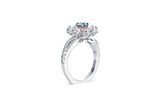 Platinum & 18K Rose Gold Fancy Blue Diamond Flower Ring