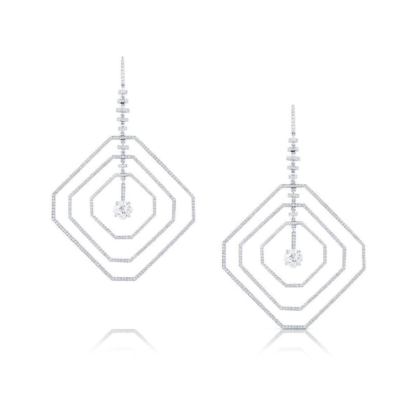 Estate Platinum 4.22ctw Asscher Cut Diamond Earrings, GIA Certified