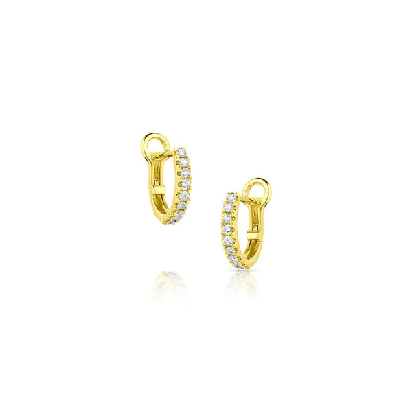 18kt Yellow Gold 18 Diamond Huggie Earrings