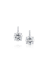 Platinum Round Brilliant Diamond Drop Earrings