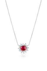 Platinum & 18K Yellow Gold Burma Ruby & Diamond Necklace