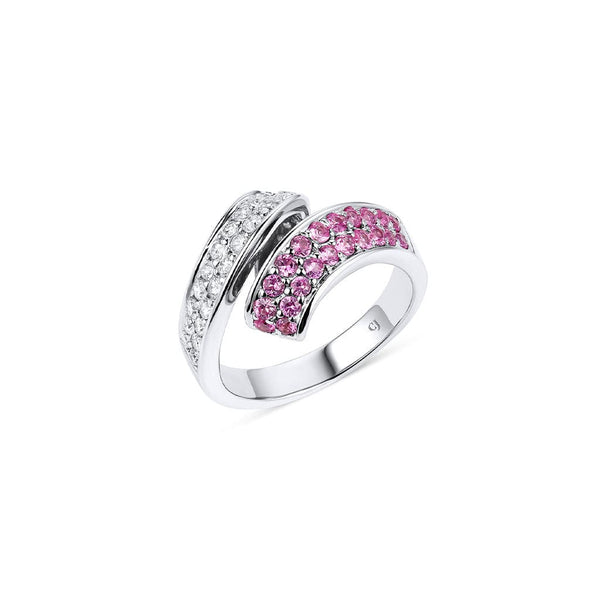 Estate 18kt White Gold 0.44ctw Pink Sapphire and Diamond Bypass Ring