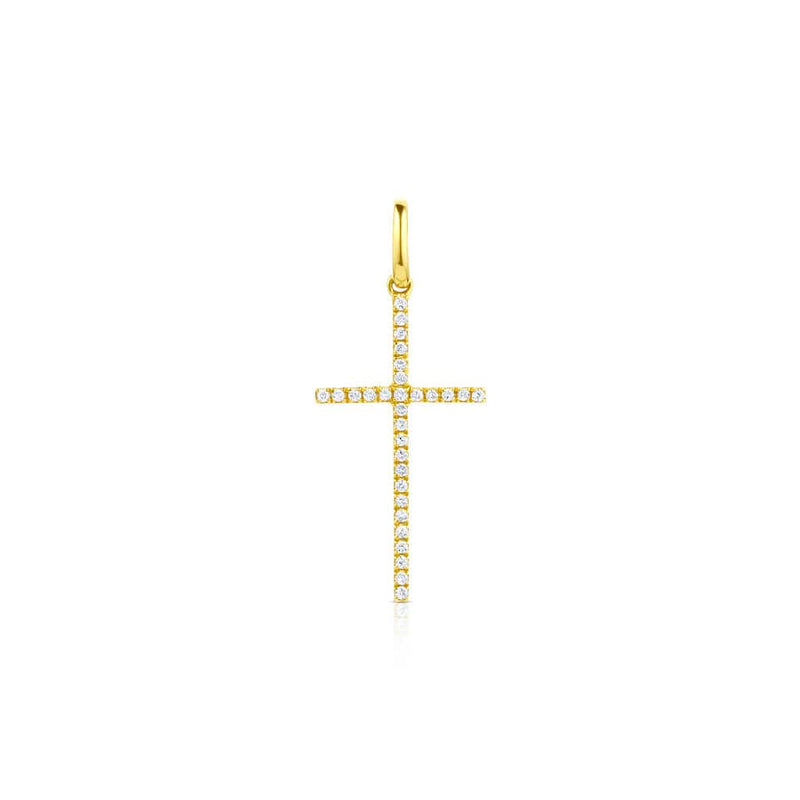 18kt Yellow Gold 30 Diamond Cross Pendant