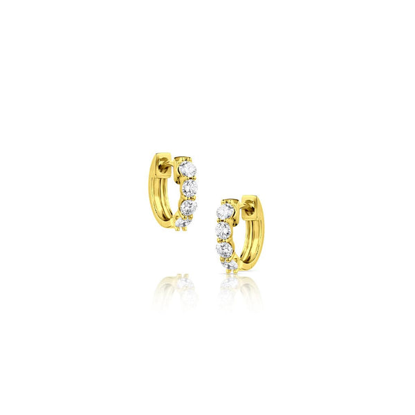 18kt Yellow Gold 0.70ctw Diamond Small Huggie Earrings