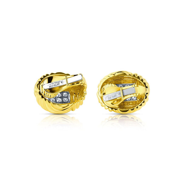 Estate David Webb 18kt Yellow Gold and Diamond Clip Earrings