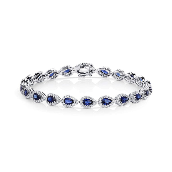 18kt White Gold Pear-Shaped Sapphire and Diamond Bracelet