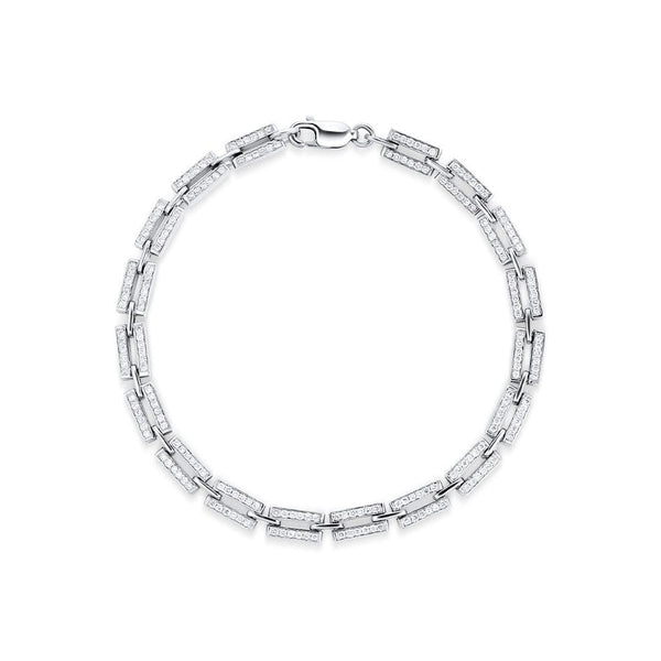 18kt White Gold 1.16ctw Diamond Rectangle Chain Bracelet
