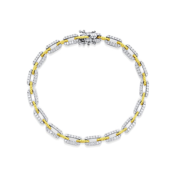 18kt White and Yellow Gold 1.33ctw Diamond Chain Link Bracelet