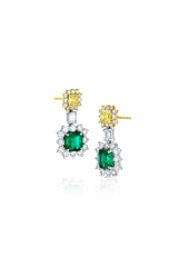 Platinum & 18KT Yellow Gold Emerald and Diamond Drop Earrings