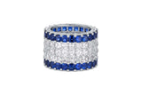 18K White Gold Asscher-Cut Diamond & Ceylon Blue Sapphire Wide Eternity Band – 11.77 Carats