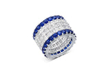 18K White Gold Asscher-Cut Diamond & Ceylon Blue Sapphire Wide Eternity Band – 11.77 Carats