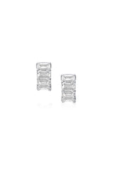 18K White Gold 8.60-Carat Emerald-Cut Diamond Huggie Hoop Earrings
