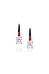 Lugano 18K White Gold Cushion-Cut Diamond & Ruby Dangle Earrings