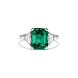 Platinum 4.06ct Zambian Emerald Diamond Ring, Dunaigre Report