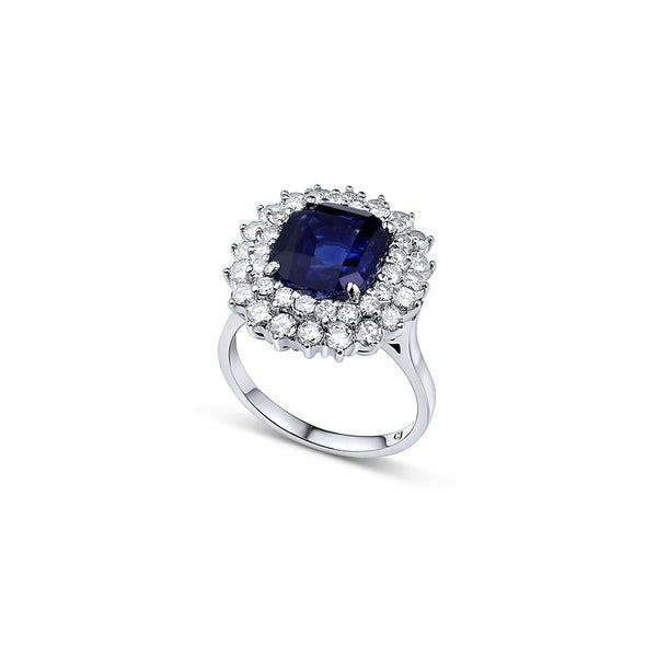 Estate Platinum 7.36ct Unheated Blue Sapphire Diamond Ring, GIA Certified