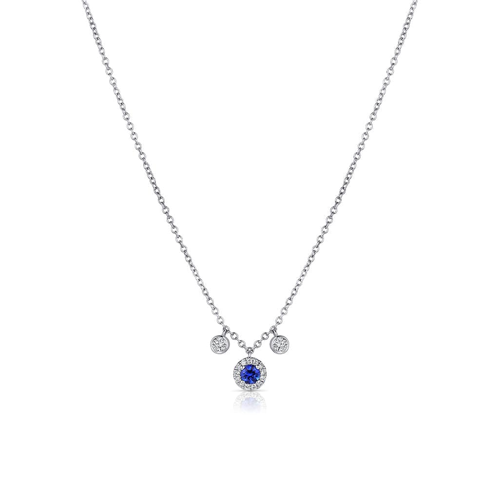 Pink Sapphire Necklace - Round 2.40 Ct. - 14K White Gold #J8432