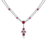 Estate 18k White Gold Ruby Diamond Pendant Necklace