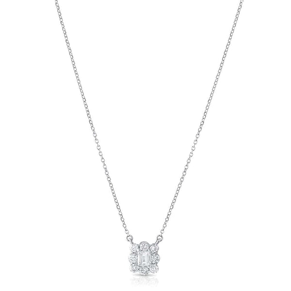 18kt White Gold Diamond Square Pendant Necklace