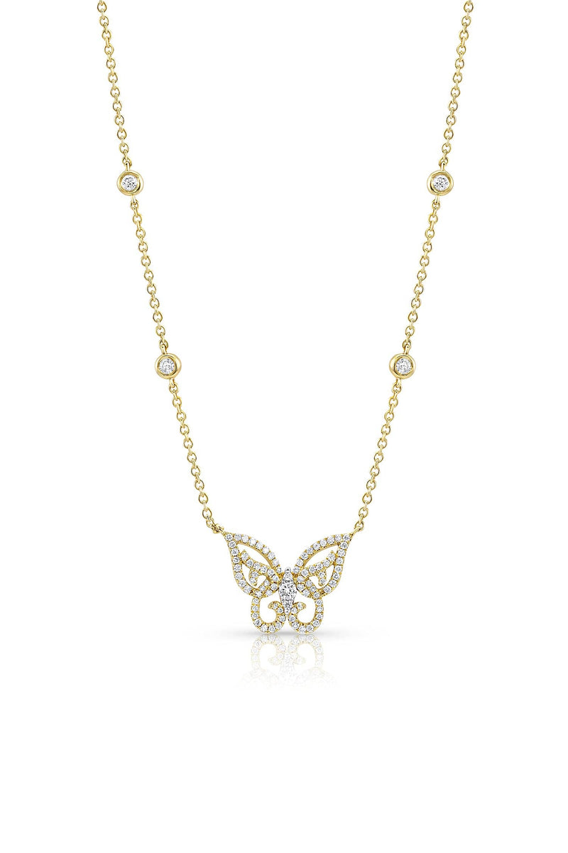 18 kt Yellow Gold Diamond Butterfly Necklace
