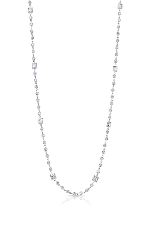 18 kt White Gold Diamond Long Strand Necklace