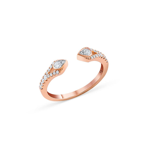 18k Rose Gold 0.28ctw Diamond Open Ring Pear-Shaped Ends