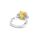 Rivière Platinum 18ky 5.01ct Fancy Yellow Diamond and Half Moon Diamond Ring, GIA Certified