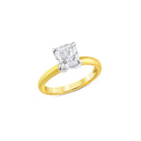 Platinum 18k Yellow Gold 2.10ct Cushion Cut Diamond 4 Prong Ring