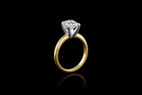 Platinum 18k Yellow Gold 2.10ct Cushion Cut Diamond 4 Prong Ring