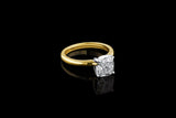 Platinum 18k Yellow Gold 2.10ct Cushion Cut Diamond 4 Prong Ring