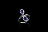 18k White Gold Pear-Shaped Blue Sapphire Diamond Bypass Ring