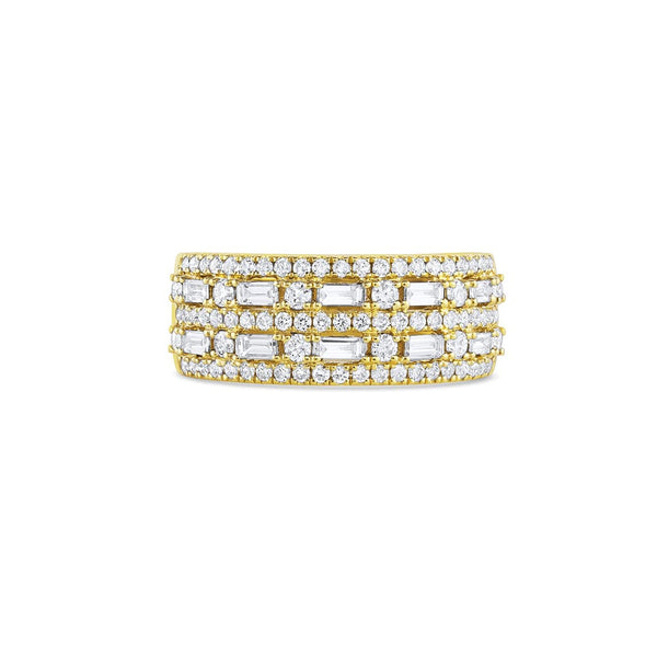 18k Yellow Gold 1.01ctw Diamond Baguette Round Band Ring