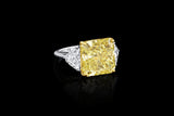 Platinum 18K Yellow Gold 10ct Fancy Yellow Diamond Ring, GIA Certified