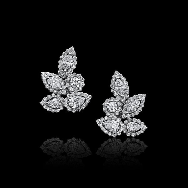 18k White Gold 3.30ctw Diamond Pear and Marquise Earrings