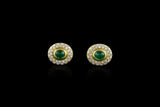 Harry Winston 18k Yellow gold 2.54ctw Cabochon Emerald Diamond Clip On Earrings