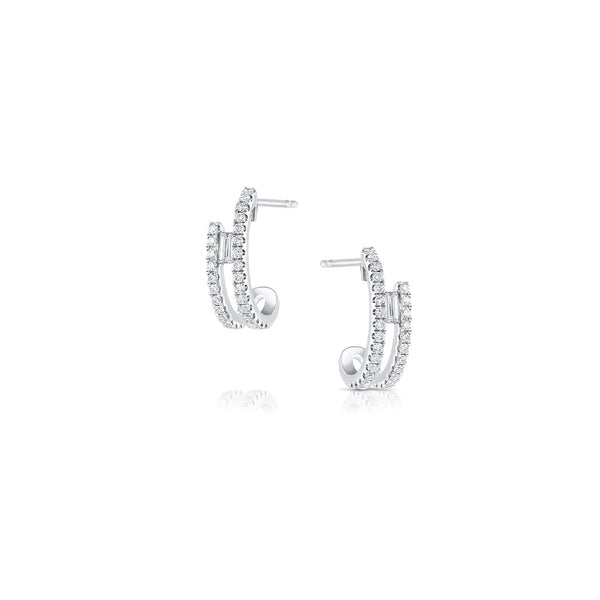 18k White Gold 0.47ctw Diamond "J" Hoop Earrings