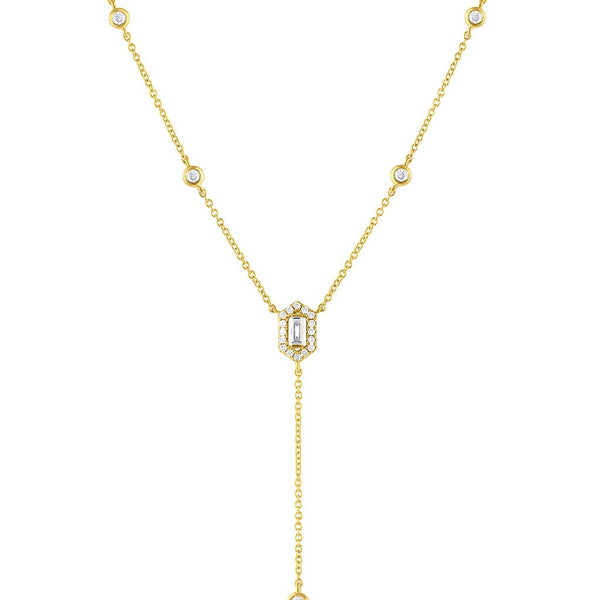 18k Yellow Gold 0.37ctw Diamond Hexagon Drop Pendant Necklace