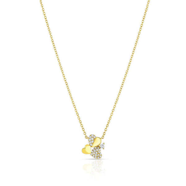 18k Yellow Gold 0.15ctw Diamond Multi Heart Pendant Necklace