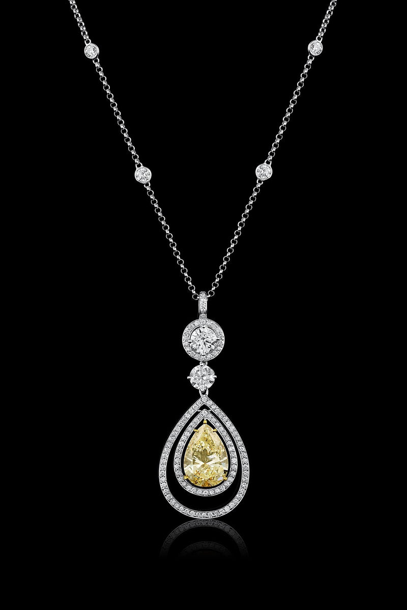 Estate 18k Gold 5.90ct Pear-Shaped Diamond Necklace, GIA Certified