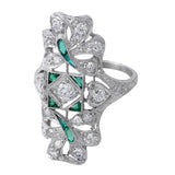Estate Emerald and Diamond Panel Ring
