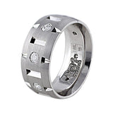 Brushed 18k White Gold Diamond Link Band