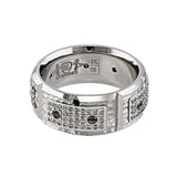 Hammered 18k White Gold Diamond Screw Band