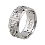 Hammered 18k White Gold Diamond Screw Band