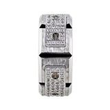 Hammered 18k White Gold Diamond Screw Band