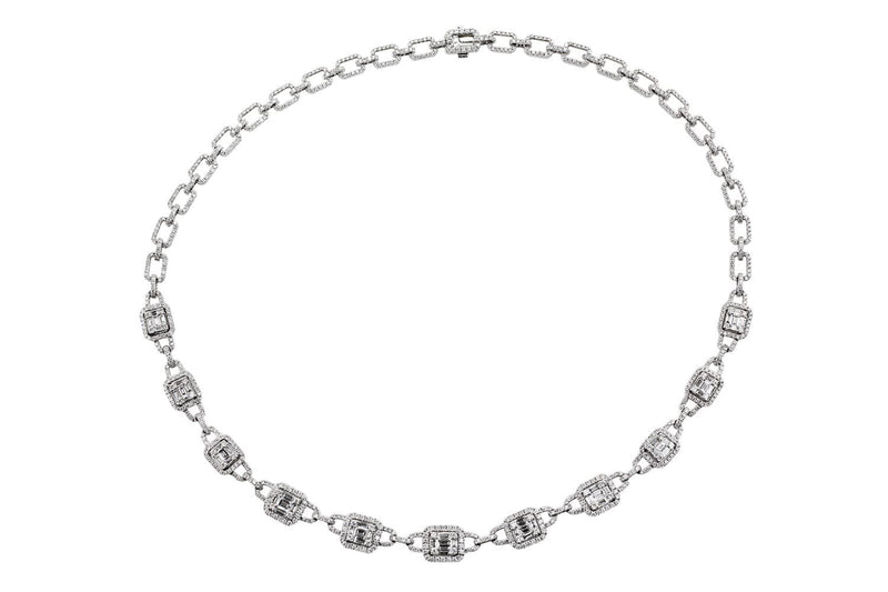 Round Baguette Diamond Necklace