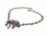 Estate Victorian Silver Diamond Amethyst Necklace & Earrings